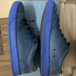 Lanvin sky blue low-top luxury sneakers - nubuck calfskin - US Men’s 9